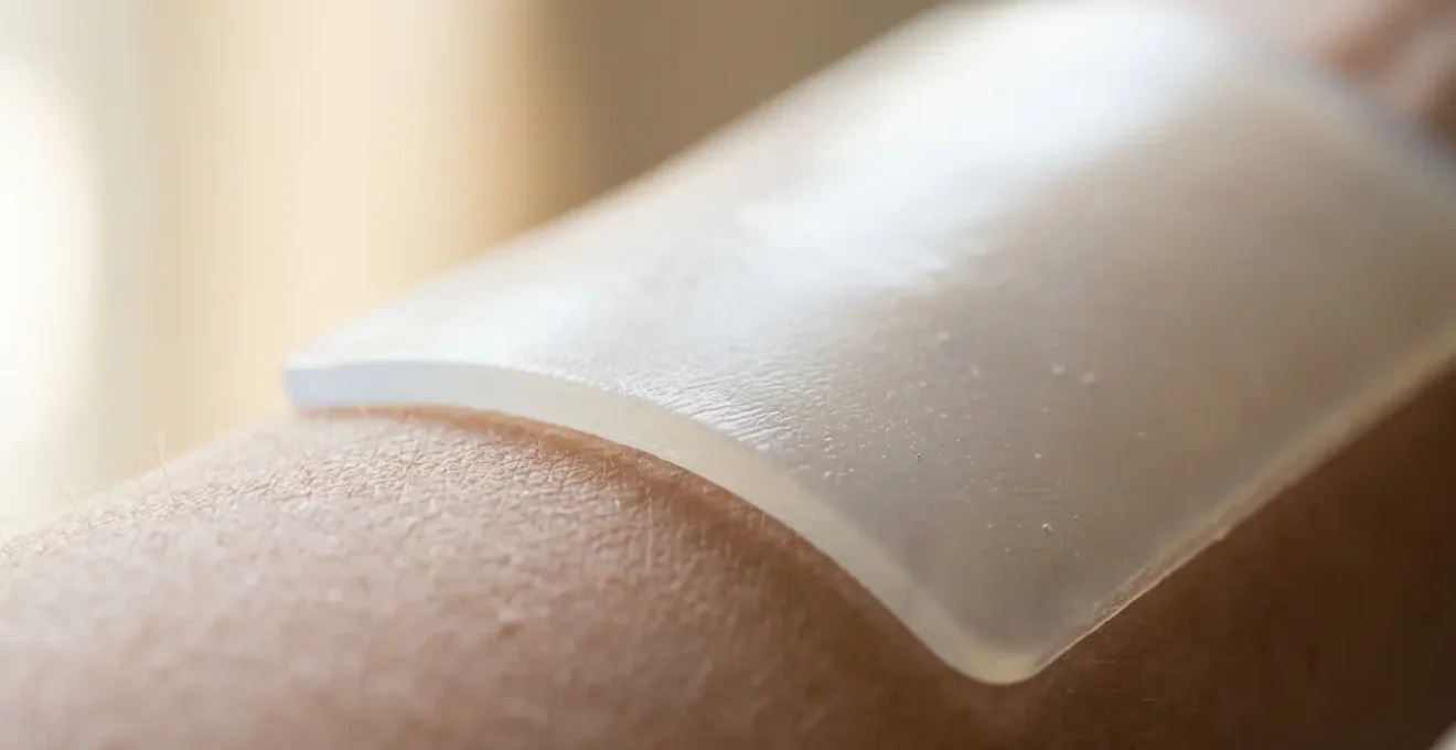 Trattamento cicatrice ipertrofica con cerotto al silicone su pelle