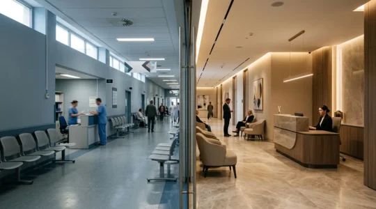 Contrasto visivo tra sanità pubblica e privata nel contesto della chirurgia estetica in Italia