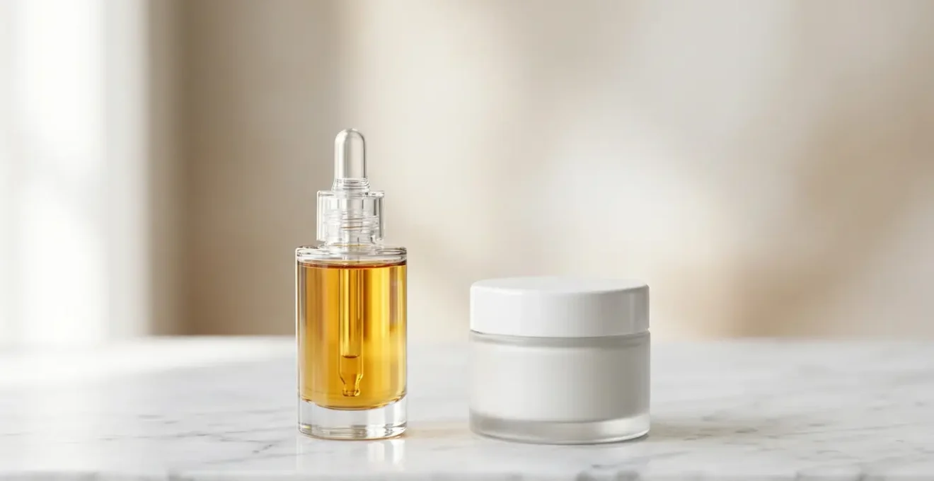 Confronto visivo tra cosmesi e medicina nella cura della pelle anti-età