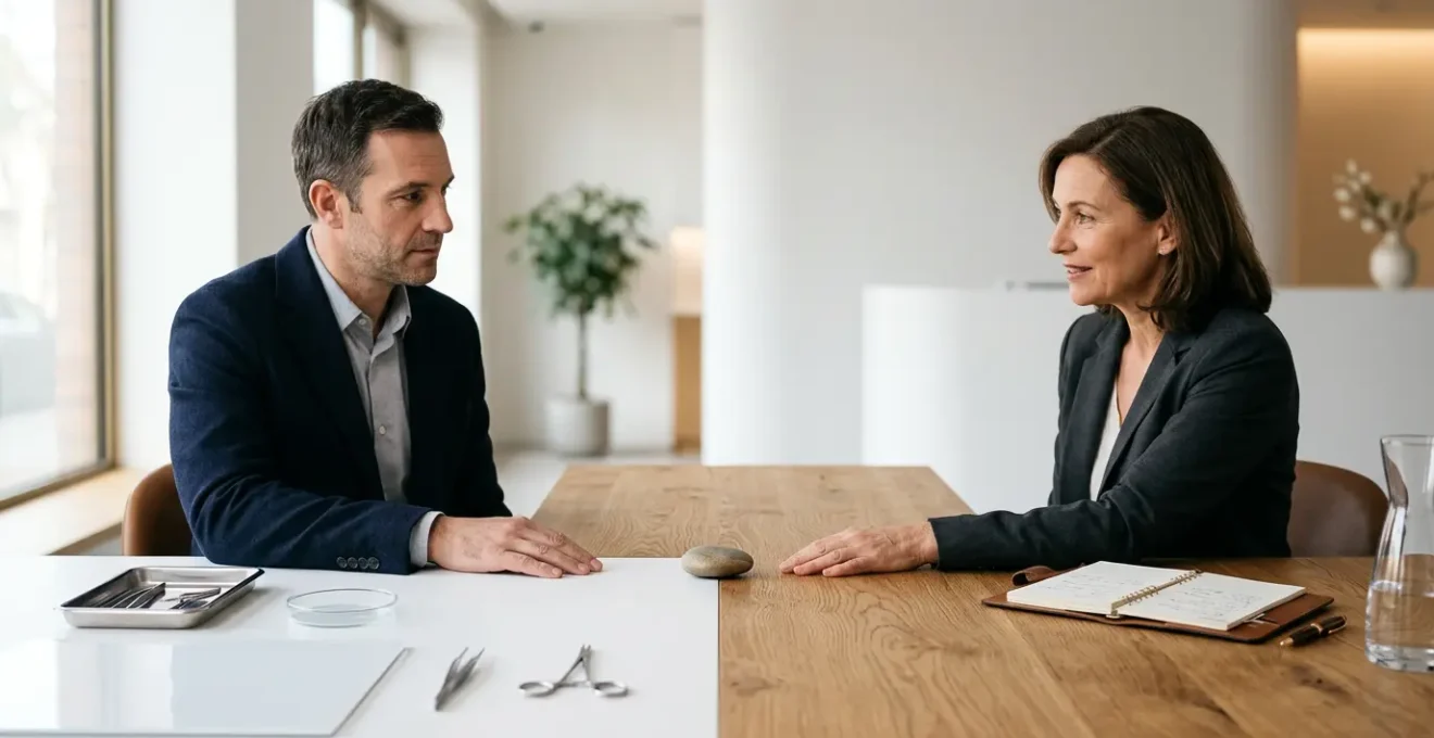 Concetto di scelta medica per trapianto capelli tra diverse destinazioni chirurgiche