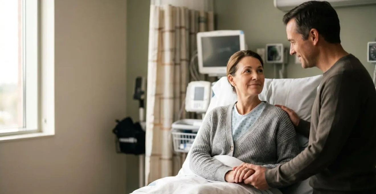 Paziente pronto per la dimissione dopo intervento in day surgery con accompagnatore adulto