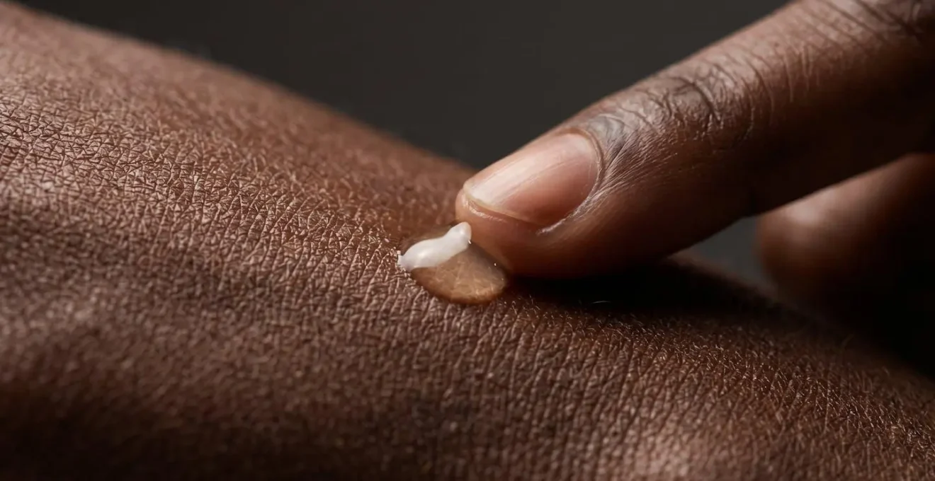Applicazione di trattamento preparatorio con inibitori della tirosinasi su pelle scura prima del peeling