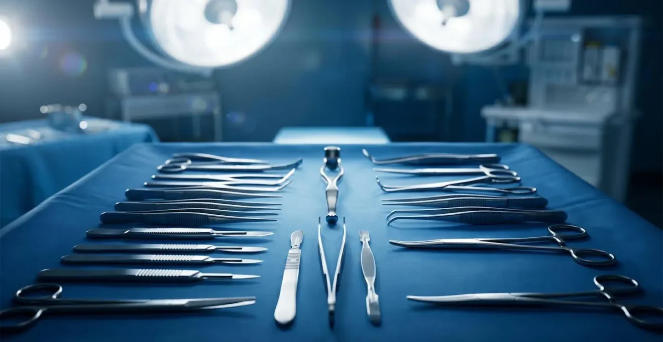 Ambiente chirurgico sterile con strumentazione preparata secondo protocolli di sicurezza sanitaria