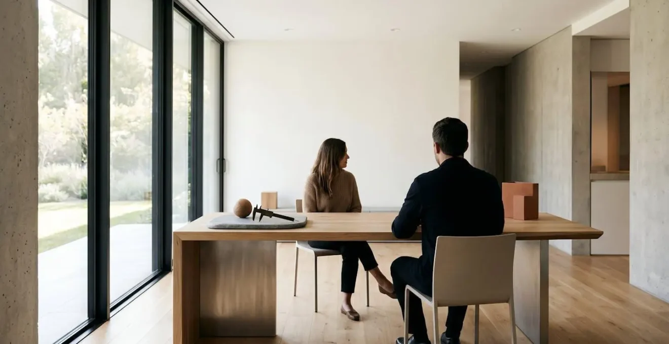 Ambiente di consultazione minimalista con focus sull'analisi delle proporzioni facciali individuali