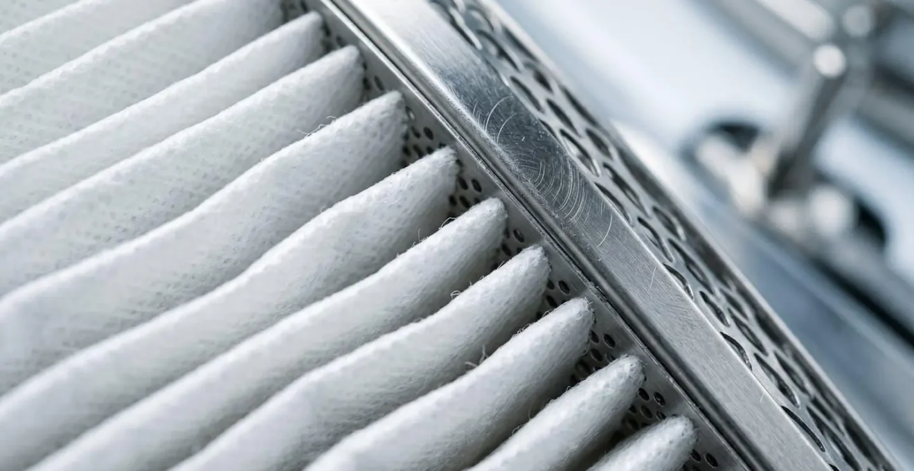 Dettaglio macro di sistema di ventilazione a pressione positiva con filtro HEPA in sala operatoria sterile